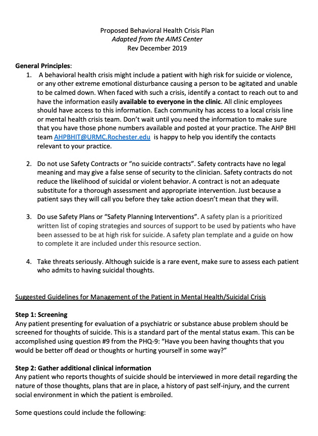 Tips for Managing BH Crises
